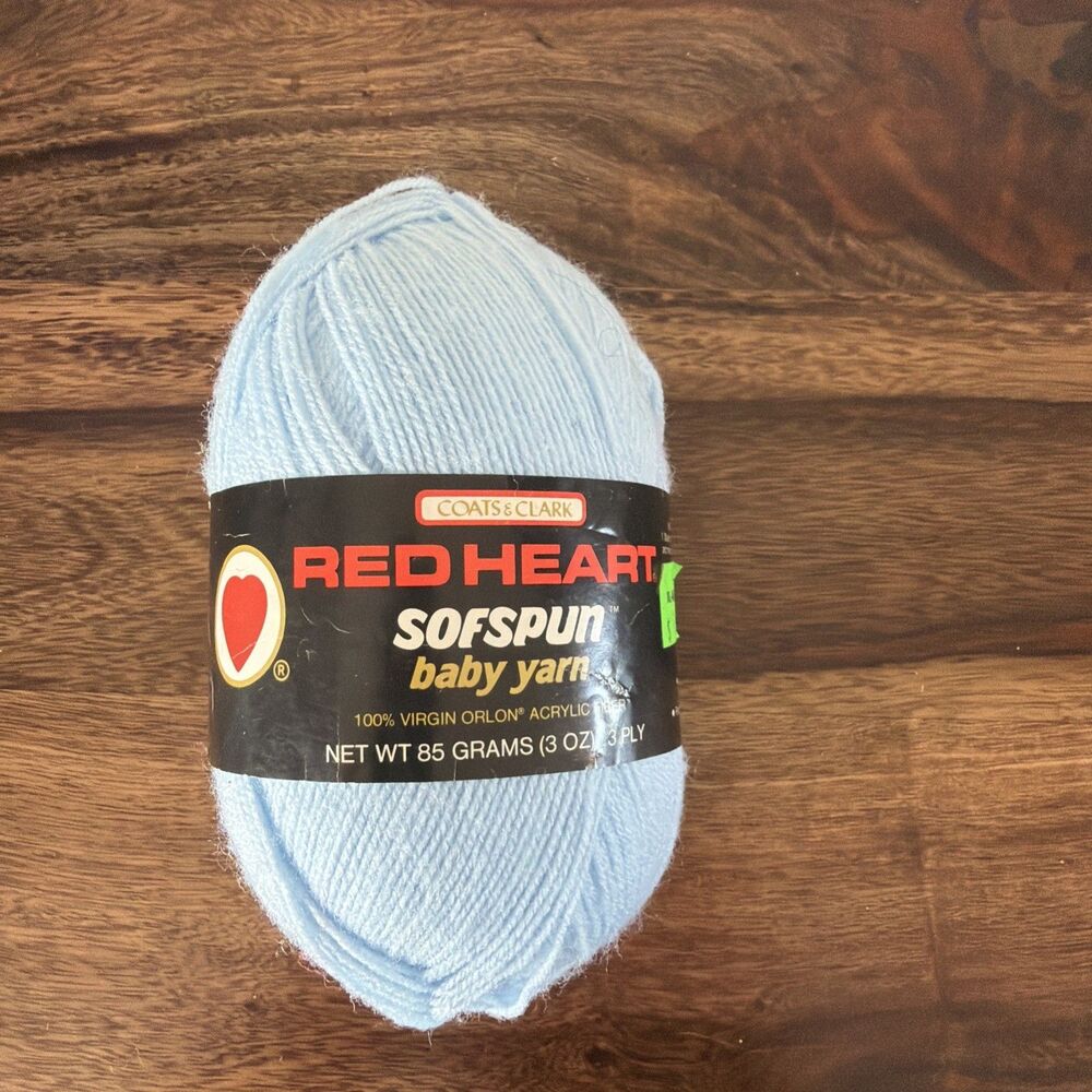 Vintage RED HEART Sofspun Baby Yarn Baby Blue 802  3oz